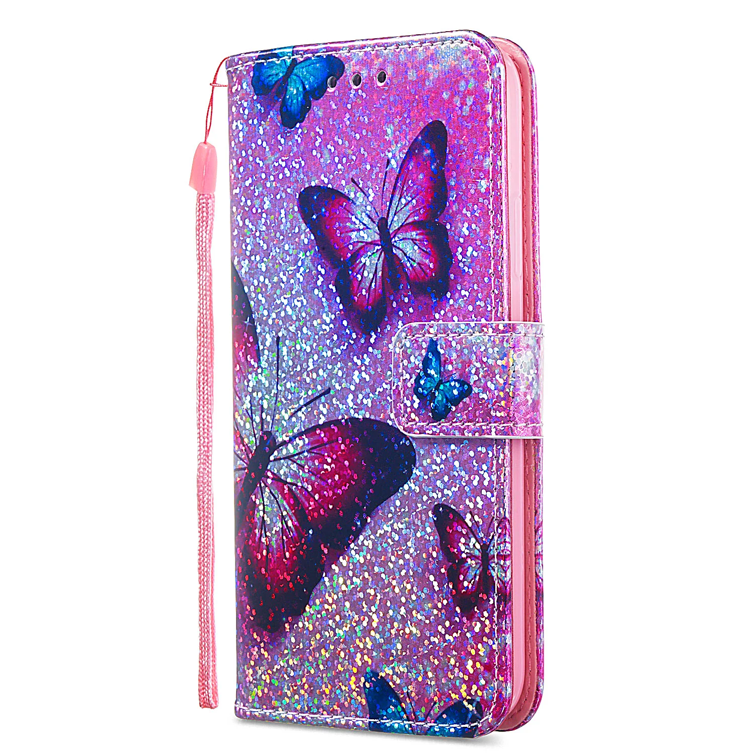 Blue Pink Butterfly Модный сверкающий чехол для Fundas huawei Honor Play 8A 10 Lite Y6 Y7 Prime P30 Pro Mate20 Lite с подставкой для телефона D03Z - Цвет: Blue Pink Butterfly