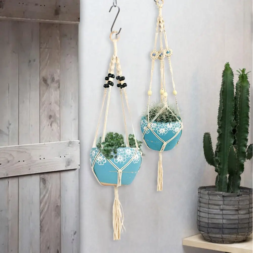 Boho натуральная подвесная корзина льняная веревка Настенная сумка цветочный