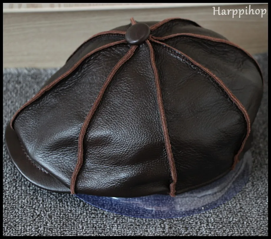 Harppihop Мех животных L-002 из натуральной коровьей кожи Кепка головной убор Cattlehide теплые зимние восемь углов шапки