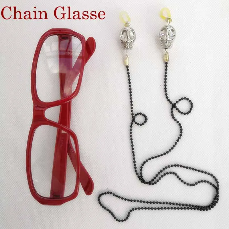 Chain Glasse 100 см длинные яркие красные Грелл Сатклифф термостойкие волосы Kuroshitsuji Черный Дворецкий Косплей Костюм парик+ Череп цепи очки - Цвет: Chain Glasse