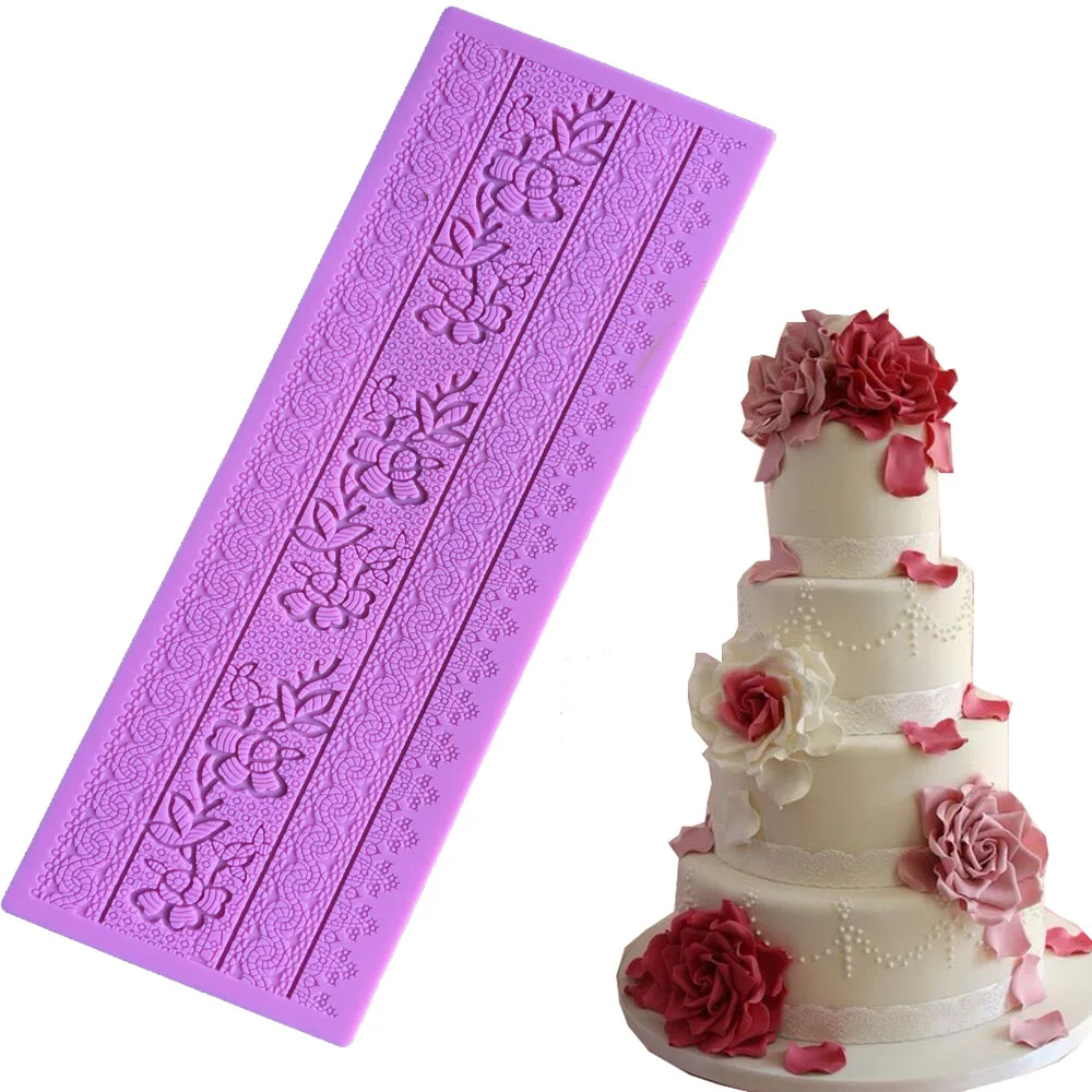 1 шт. большой размер форма цветов для торта кружевная инструменты украшения силиконовая помадки силиконовые