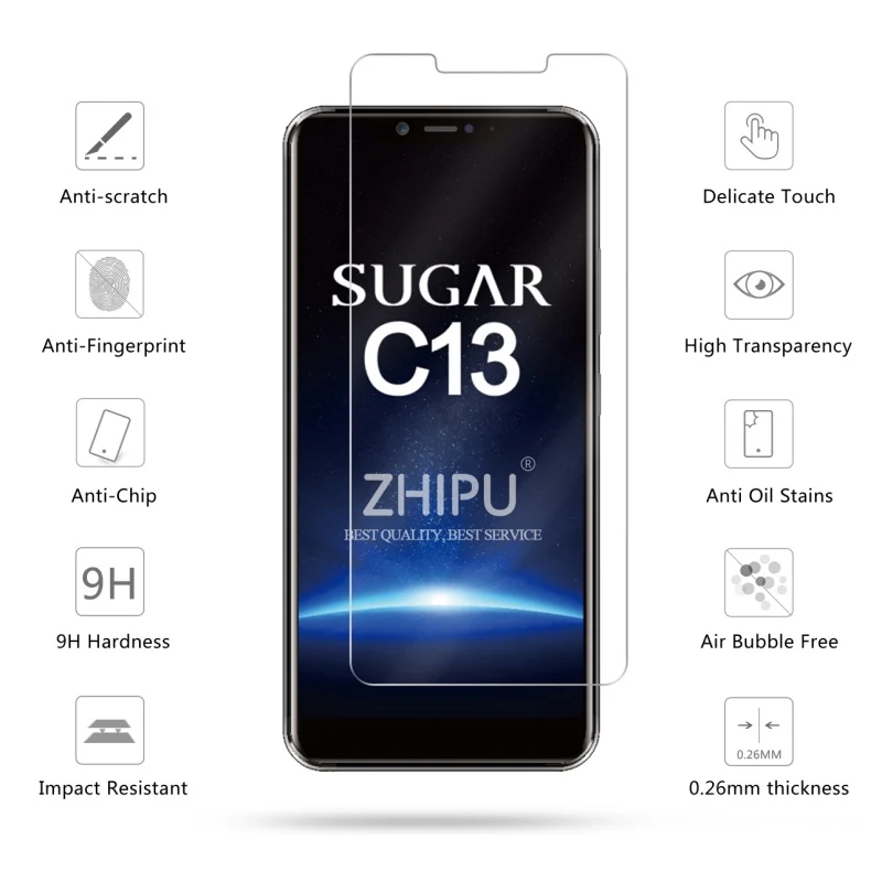 10 Pcs Tempered Glass For Sugar c13 Screen Protector 2.5D 9H Premium Protective Film | Мобильные телефоны и аксессуары