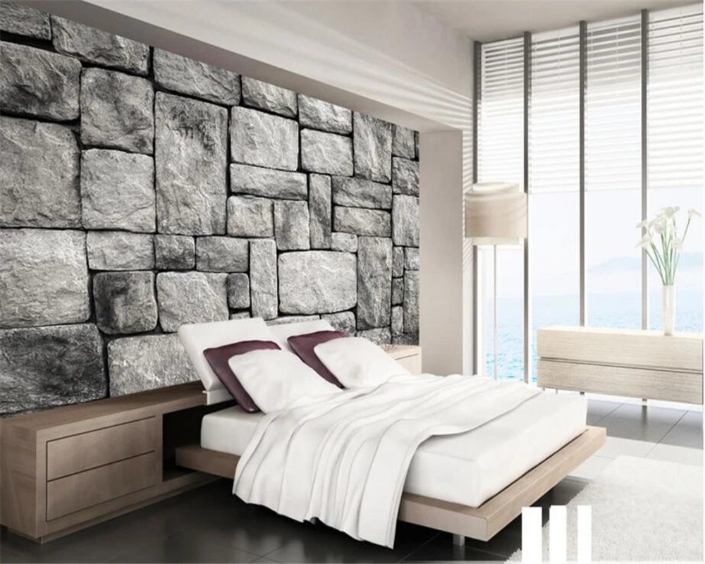 Обои на заказ Европа и США Ветер Серый Ретро каменная кирпичная стена когда