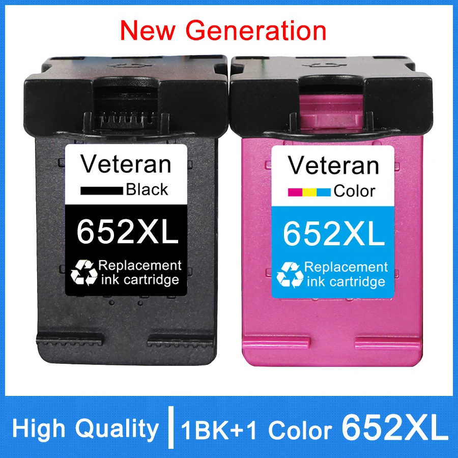

Veteran 652XL Cartridge Compatible for hp 652 xl Ink Cartridge hp652 for Deskjet 2675 2676 2677 2678 5075 5076 5078 5085 printer