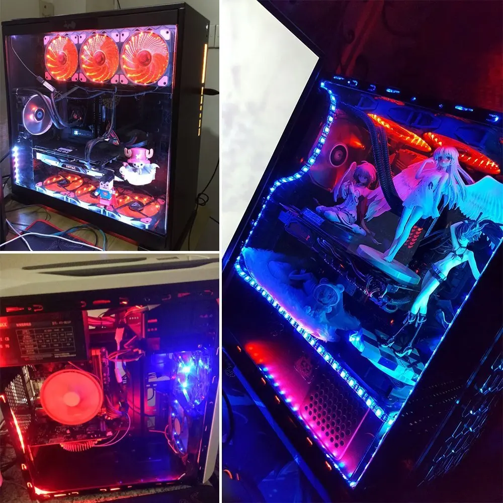Светодиодная лента RGB-светильник из поликарбоната с магнитом 5050 SMD, светодиодный светильник s для настольного ПК, чехол для компьютера, Mid Tower, 2 шт. 30 см