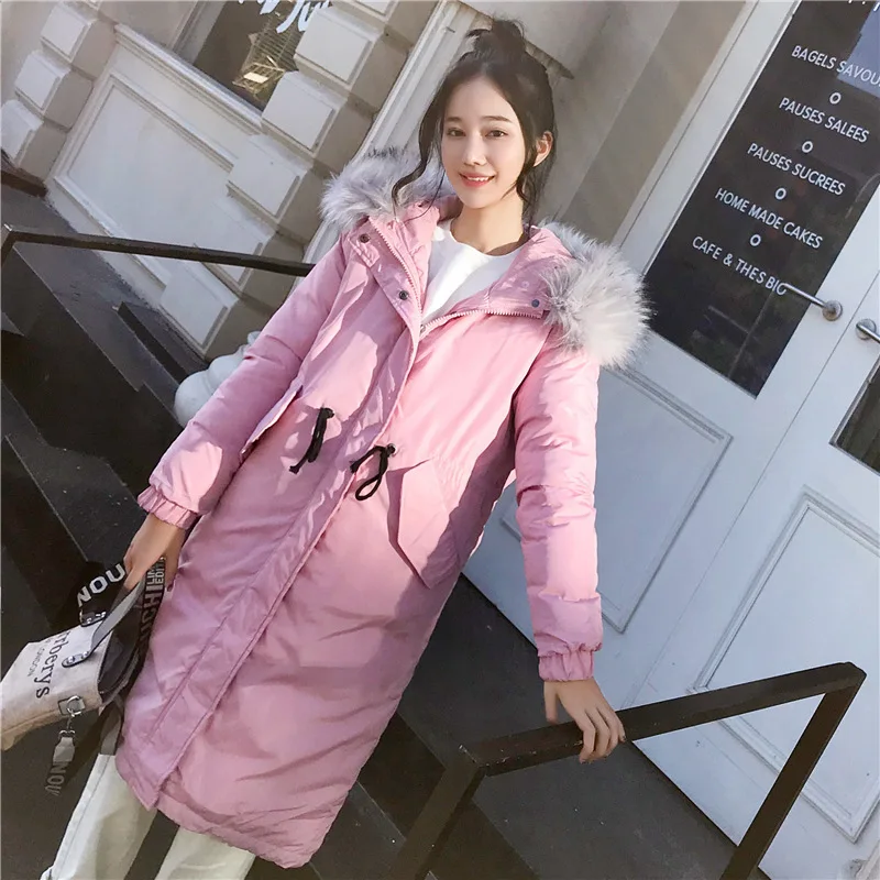 2018 Корейская зимняя куртка женские пальто с капюшоном меховой воротник толстый
