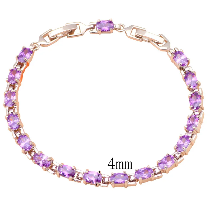 Элегантный Кристалл Браслеты для женщин бренд дизайн фиолетовый кристалл
