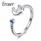 Модные кольца с голубым камнем и якорем для женщин, обручальное кольцо с открытым пальцем и кубическим цирконием, подарок для любимого, модные ювелирные изделия