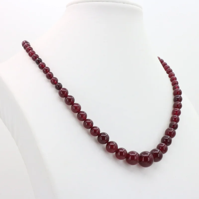 Red Chalcedony Round Bead Tower Chain 6-14mm Stone Necklace 18" DIY Jewelry Making Design Suitable Women Fashion Style Gift | Украшения