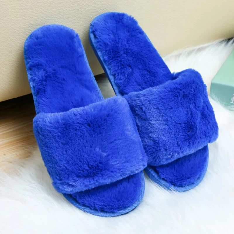 Шлепанцы женские домашние меховые теплые мягкие без застежки симпатичная обувь