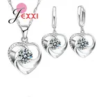 Романтический подарок 925 стерлингового серебра ювелирные изделия с украшением в виде кристаллов с фианитами, в форме сердца кулон женщины ожерелье серьги свадебный комплект ювелирных изделий, оптовая продажа