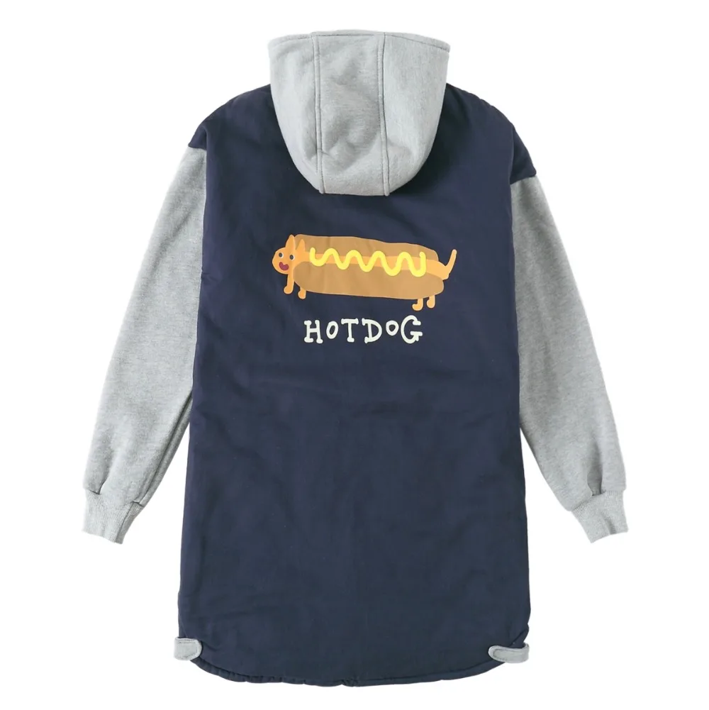 Женская теплая куртка с капюшоном длинная свободная парка хлопковой подкладкой