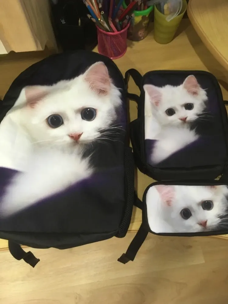 FORUDESIGNS/очаровательный школьный рюкзак с принтом котенка кота для девочек