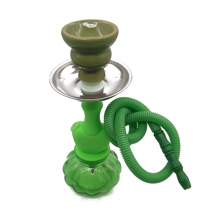 Green clay and glass Небьющийся силиконовый пластиковый тыквенный кальян небольшой высоты 9," кальян наргилех курительная трубка Портативный наргиле табак наргила - Цвет: Green clay and glass