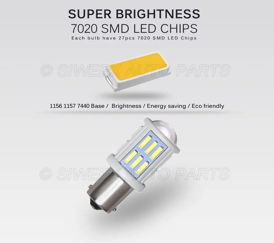 1156 BA15S 1157 BAY15D 7440 Авто Светодиодный лампочки 27 SMD 7020 керамические тормозные