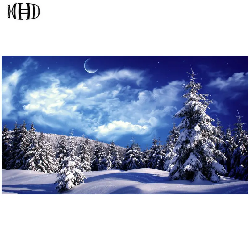 

MHD New 3d diy Diamond Painting Winter Scenery Mosaic Sticker Full & Square 5D Diamond Cross Stitch Needlework Scenic Trees