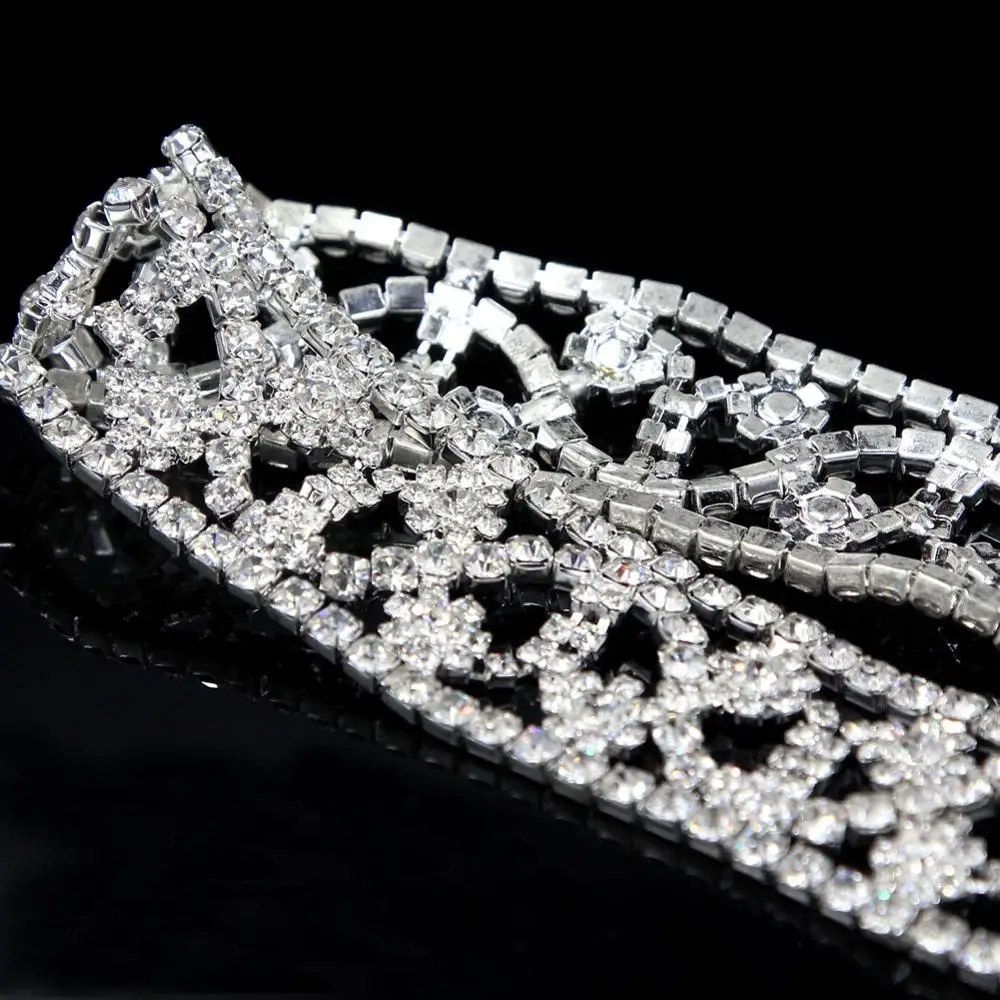 

5Yards New Arrival Crystal Rhinestone Trimming Beaded Applique Trim For Wedding Dresses