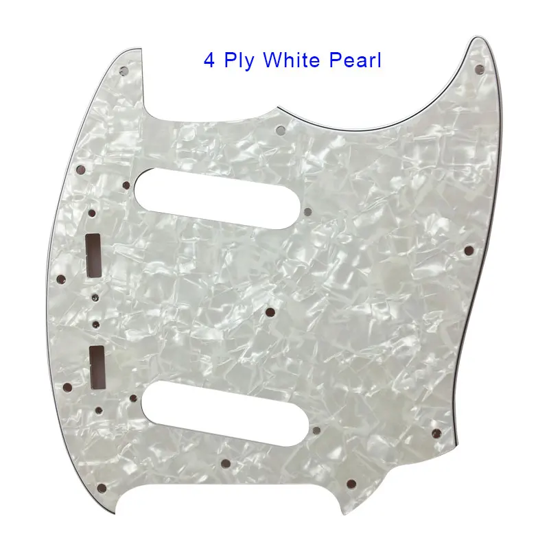 4 ply white pearl Pleroo Гитары части Палочки гвардии, украшенное мозаикой из драгоценных камней, 12 Шурупы Для fender Американский Мустанг Гитары Палочки гвардии лучшее качество Гитары ra защитная пластина - Цвет: 4 ply white pearl