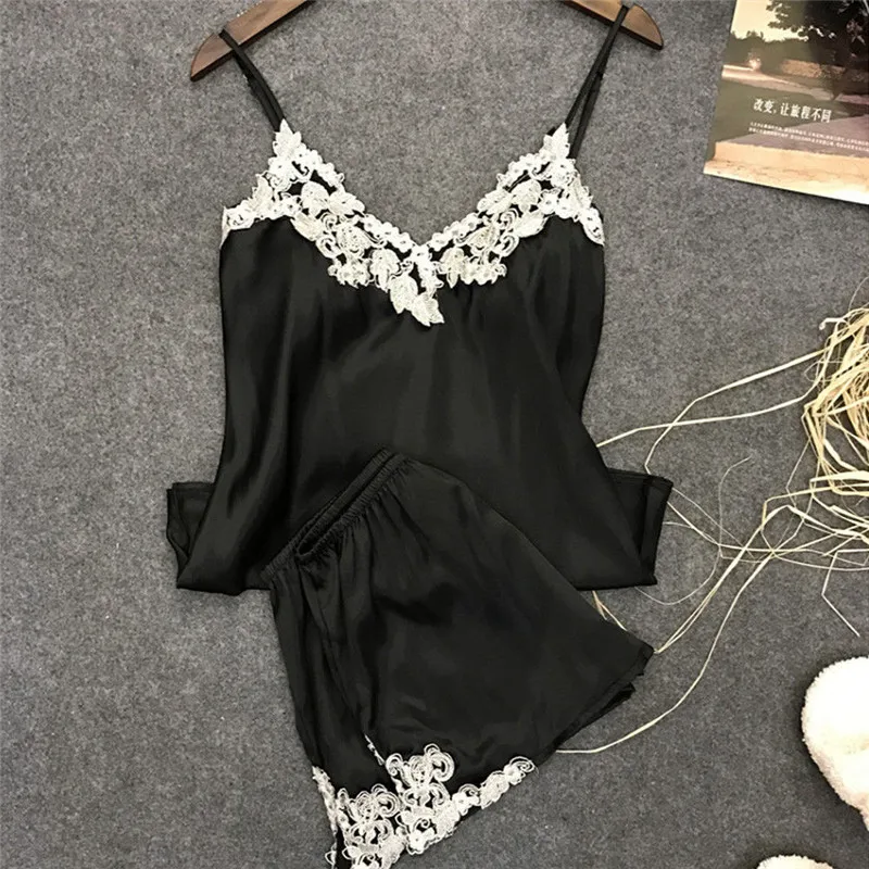 Комплект женской атласной одежды из 2 предметов кружевная пикантная одежда без