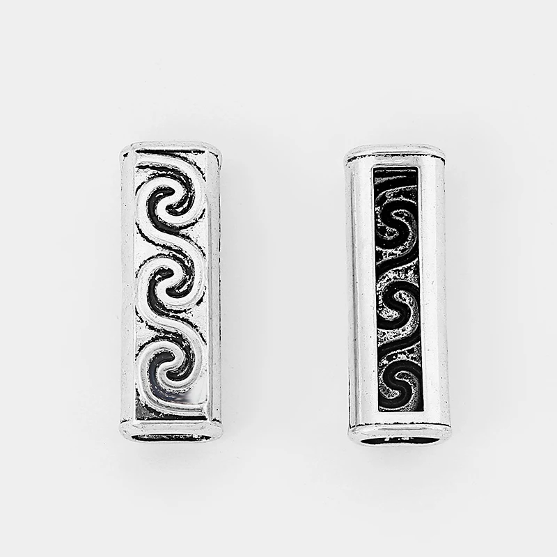 

10pcs Bar Bent Tube Carved Curve Charms Slider Spacers For 10*7mm Licorice Leather Cord