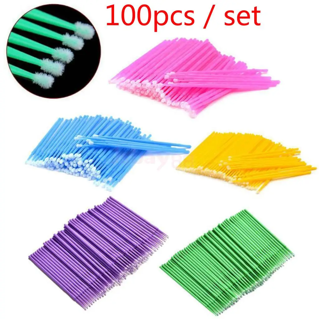 100Pcs/Set Micro Swab Lint Tattoo Permanent Makeup Brushes Eyelash Extension Cleaning Removal Applicators | Красота и здоровье
