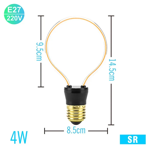 JH-SR E27 антикварная ретро Светодиодная лампа 1,8 Вт 3W 4 Вт 4,5 Вт 8 Вт винтажная лампа накаливания 220 в теплый белый RGB стеклянная лампа накаливания для украшения - Цвет: JH-SR