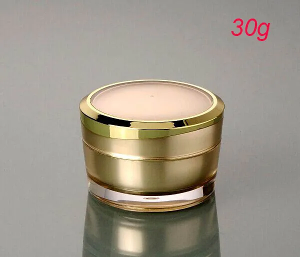 New 50PCS 30g empty acrylic gold cream bottle , 30 ml plastic cream jar Cosmetic Packaging, 1 ounce gold acrylie Cosmetic Jar