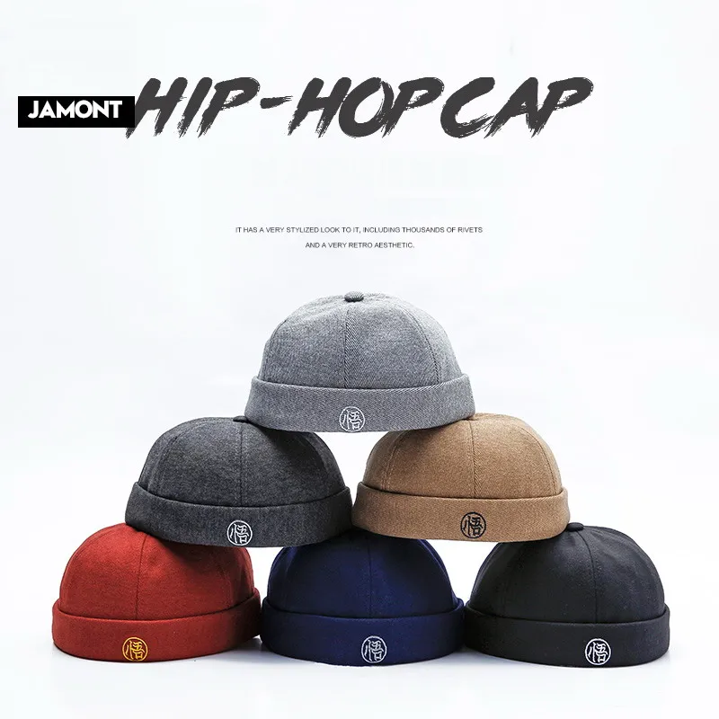 

JAMONT Skullcap Street Hip Hop Melon Cap Man Women Vintage Landlord Solid Hats for Children Embroidered Bone Beanies Hats Adjust