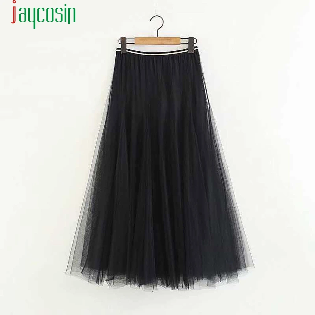 Женская Плиссированная Юбка-миди JAYCOSIN черная двухслойная сетчатая юбка с