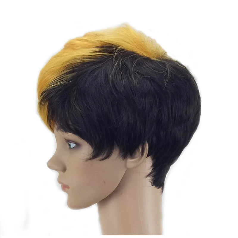 HAIRJOY женский блонд черный смешанный короткий кудрявый слоистый высокотемпературный парик из натуральных синтетических волос