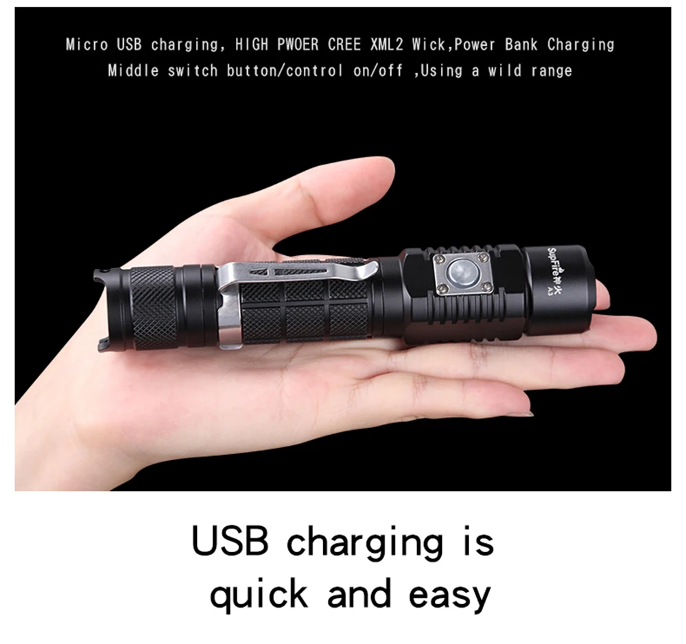 10 Вт Мощный светодиодный фонарик CREE L2 с usb зарядкой 5 режимов 1200 LMs Мини Портативный светодиодный фонарик тактический фонарь перезаряжаемый фонарь