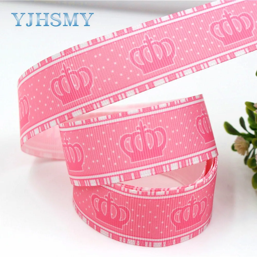 D-171108-556 YJHSMY 25 мм 5 ярдов термопереводные ленты с принтом в виде короны и банта