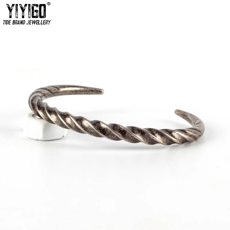 1 шт Twist Ox Horn браслеты для мужчин и женщин титановые манжеты из нержавеющей стали