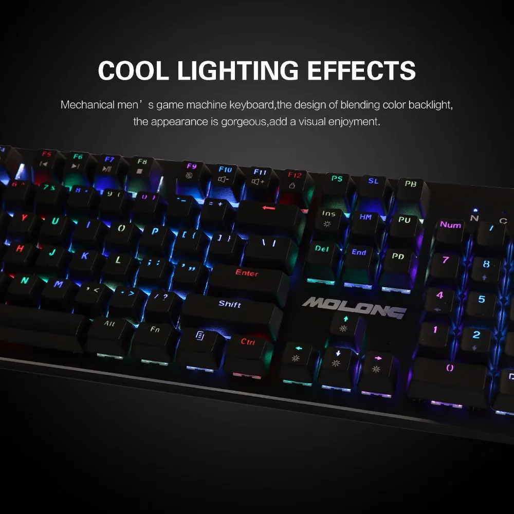 Механическая игровая клавиатура RGB со светодиодной подсветкой 104 клавиши синий