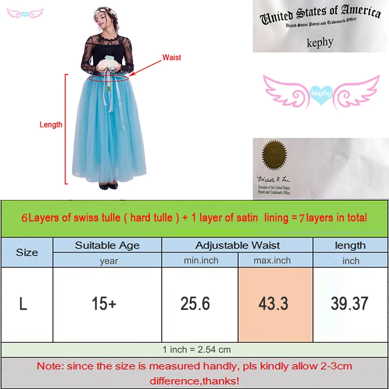 

kephy 7 layers 100cm long black full length women tulle skirt wedding skirt tutus skirt for adult long skirt for women
