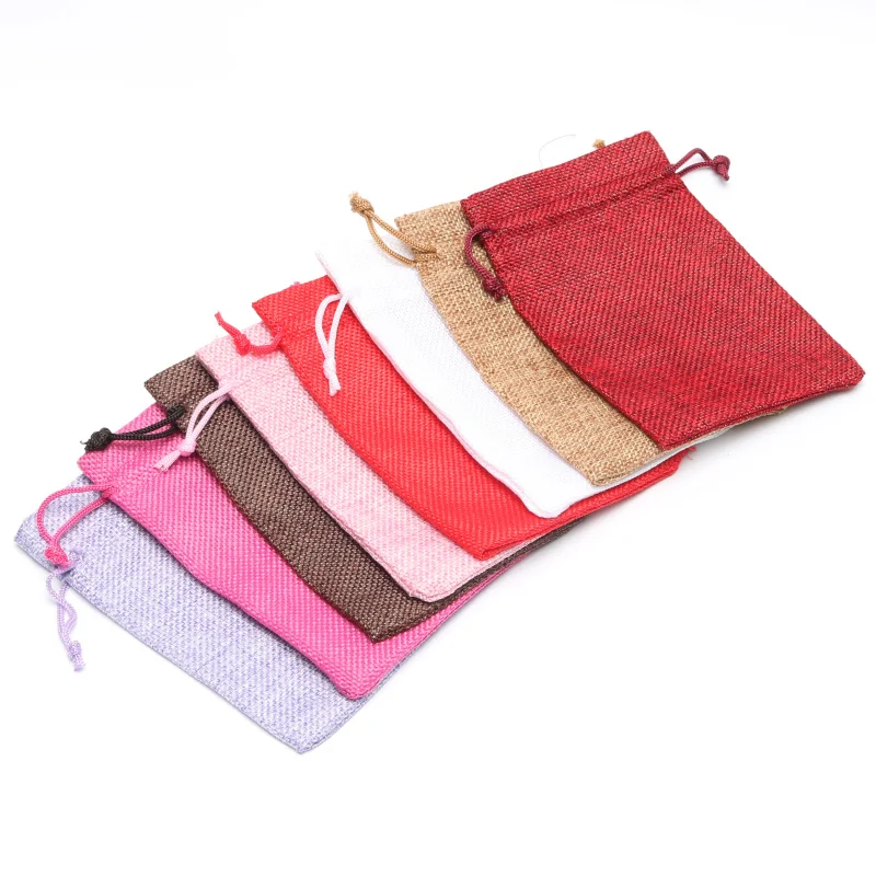 10 шт./партия 8 цветов льняные рождественские подарочные сумки Свадебные мешки