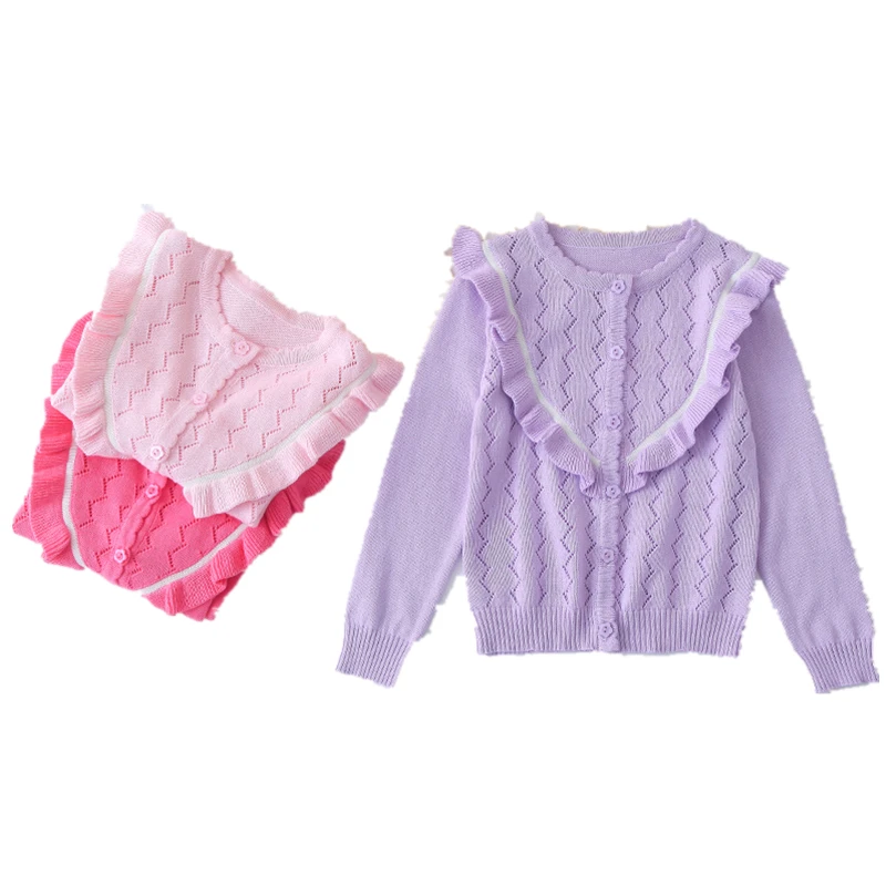 Весна 2018 кардиган для девочек детская трикотажная одежда из чистого хлопка