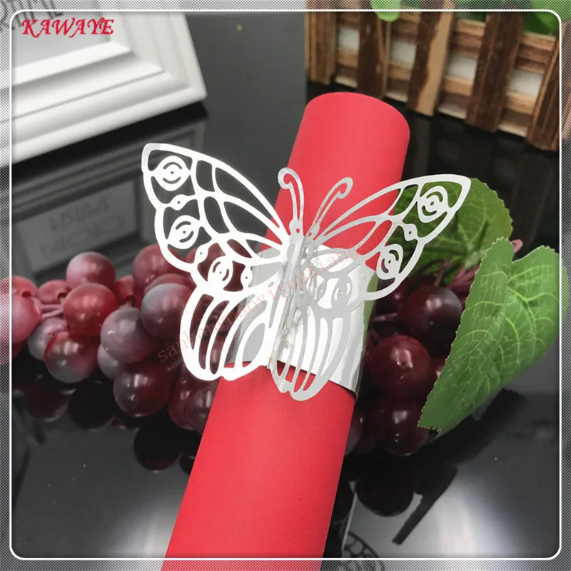 100 шт. розовые бабочки кольцо для салфеток Свадебная вечеринка Сувениры