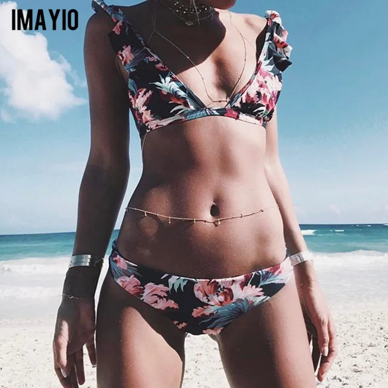 Комплект бикини Imayio с воланом купальник цветочным принтом из двух предметов