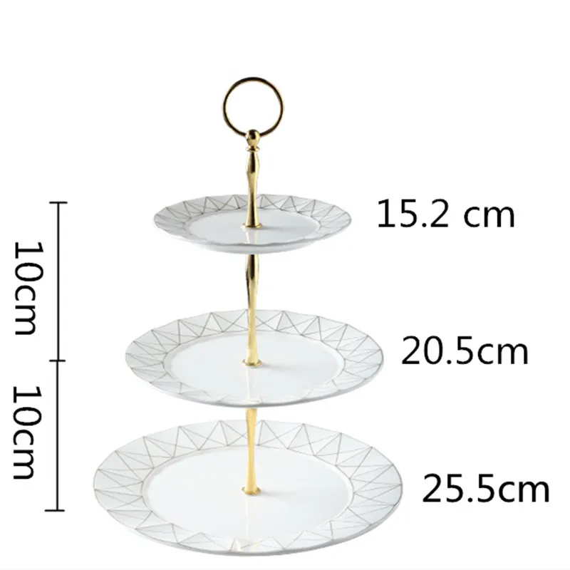 

3 Tiers Fruit Dessert Tray Tower Dessert Plates for Wedding Party Decoration Exquisite Tableware Teatime Round