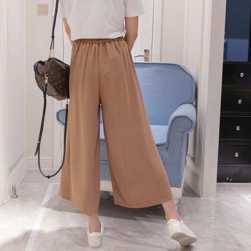 2018 новые Летний стиль женский черный Повседневное шифон Широкие брюки женские