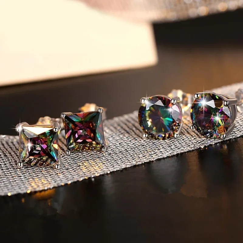 Серьги пусеты Everoyal модные квадратные серьги из серебра и 925 пробы для мальчиков