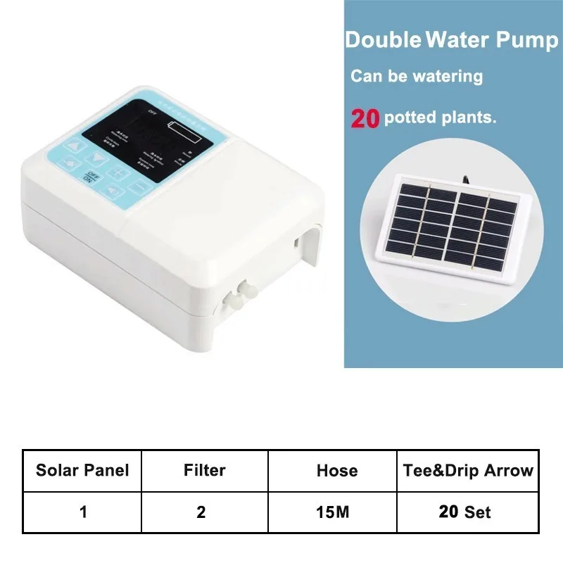 Double Pump 20 Новое интеллектуальное садовое автоматическое устройство орошения солнечной энергии зарядки горшечных растений капельного орошения водяной насос таймер системы - Цвет: Double Pump 20