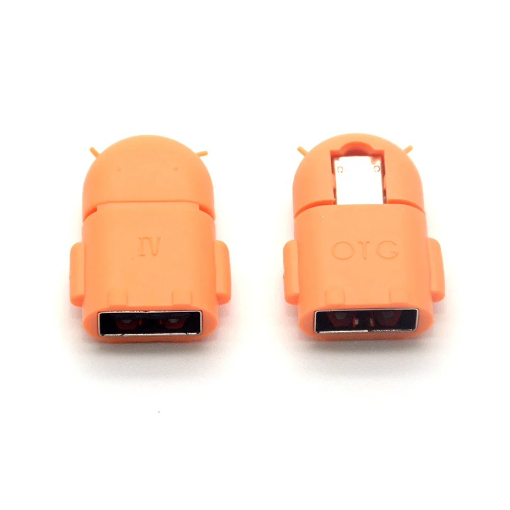 Промо-Акция! 1 шт горячий микро usb к USB OTG адаптер для смартфона планшетного ПК Подключение к флэш-Мышь Клавиатура Робот Форма OTG - Цвет: Orange
