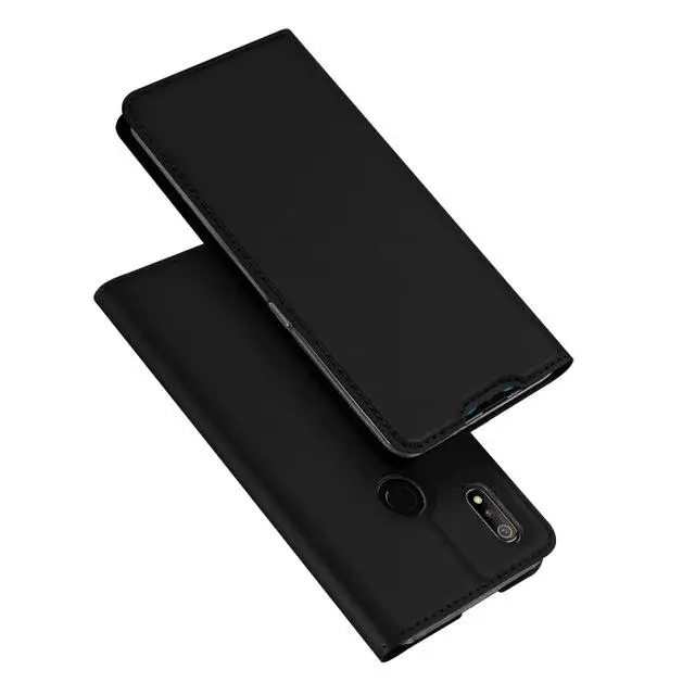 Кожаный чехол Dux Ducis для Realme 3 5 Pro Coque Realmi3 Роскошный тонкий флип-чехол-кошелек для Oppo Realme 3/Pro чехол s - Цвет: Черный