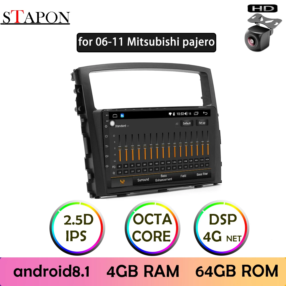 STAPON 9 дюймов для Mitsubishi pajero Android 8 1 4GBRAM + 64GBROM IPS DSP 4G Автомобильный мультимедийный