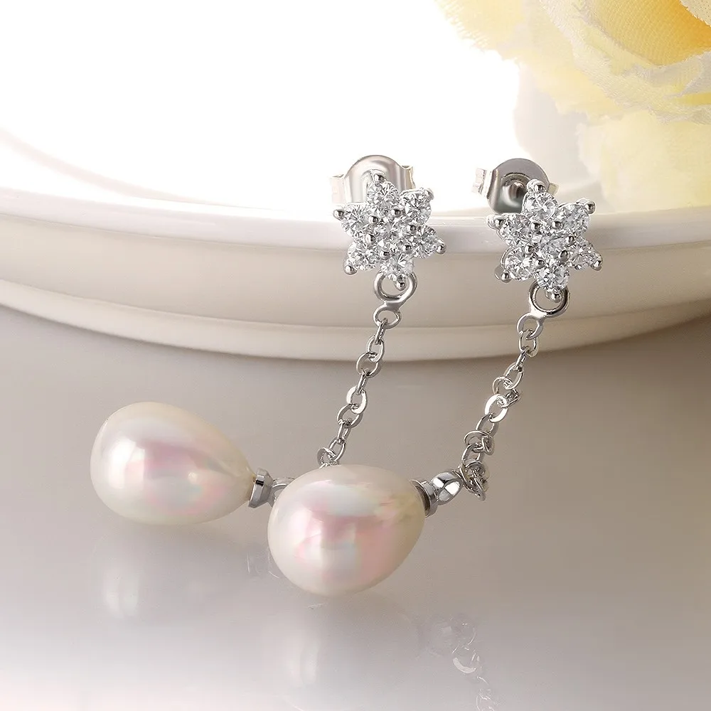 New PlatinumColor Pear Drop Earrings For Women Vintage Crystal Bridal White Gold Color | Украшения и аксессуары