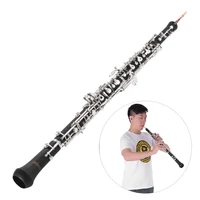 ammoon c key oboe semi automatic style silver plated keys oboe with reed leather case carrying bag for beginners students