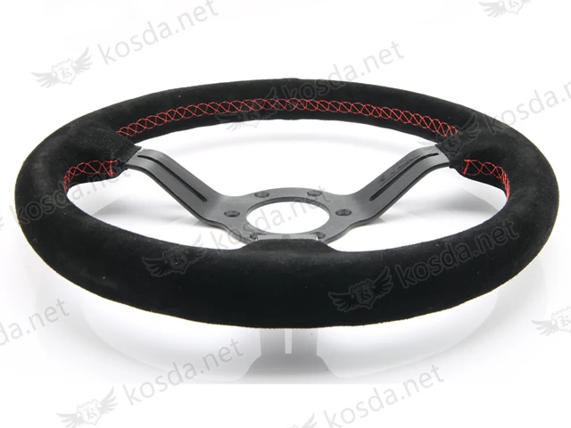 Suede black spoke Италия ND 330 мм авто гоночный глубокий кукурузный руль/классическое Дрифтинг замша рулевое колесо с кожаной оплеткой черный спиц красный Stitchi - Цвет: Suede black spoke