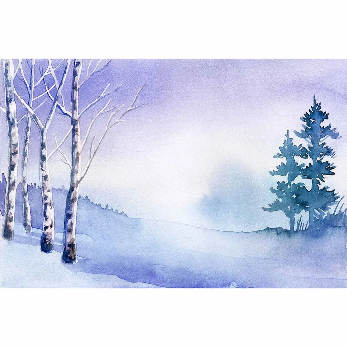 Allenjoy Зимний снег рисунок гуашь стиль фон для детей дерево лес фото ФОНД